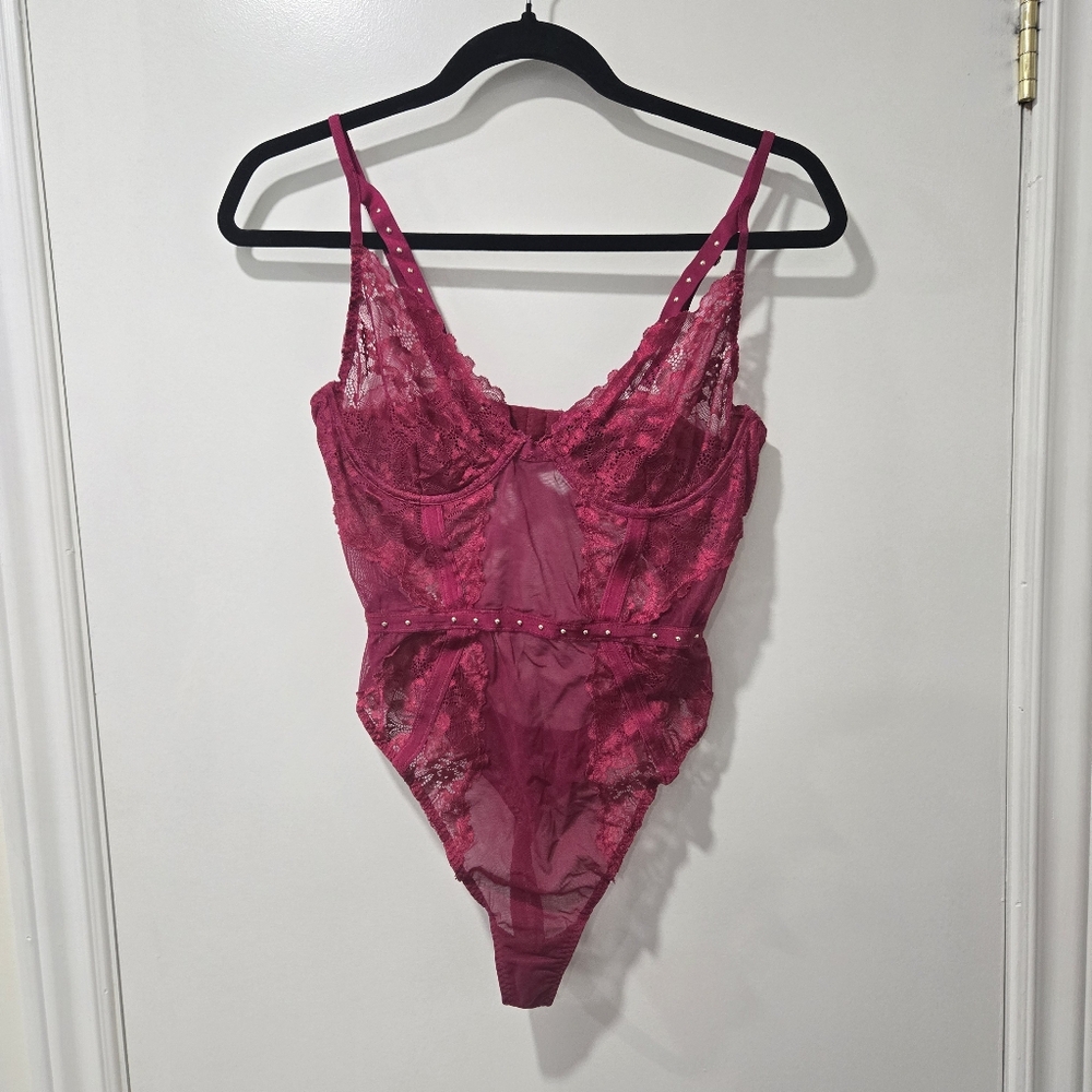 La Senza Pink Lace Bodysuit Teddy Lingerie